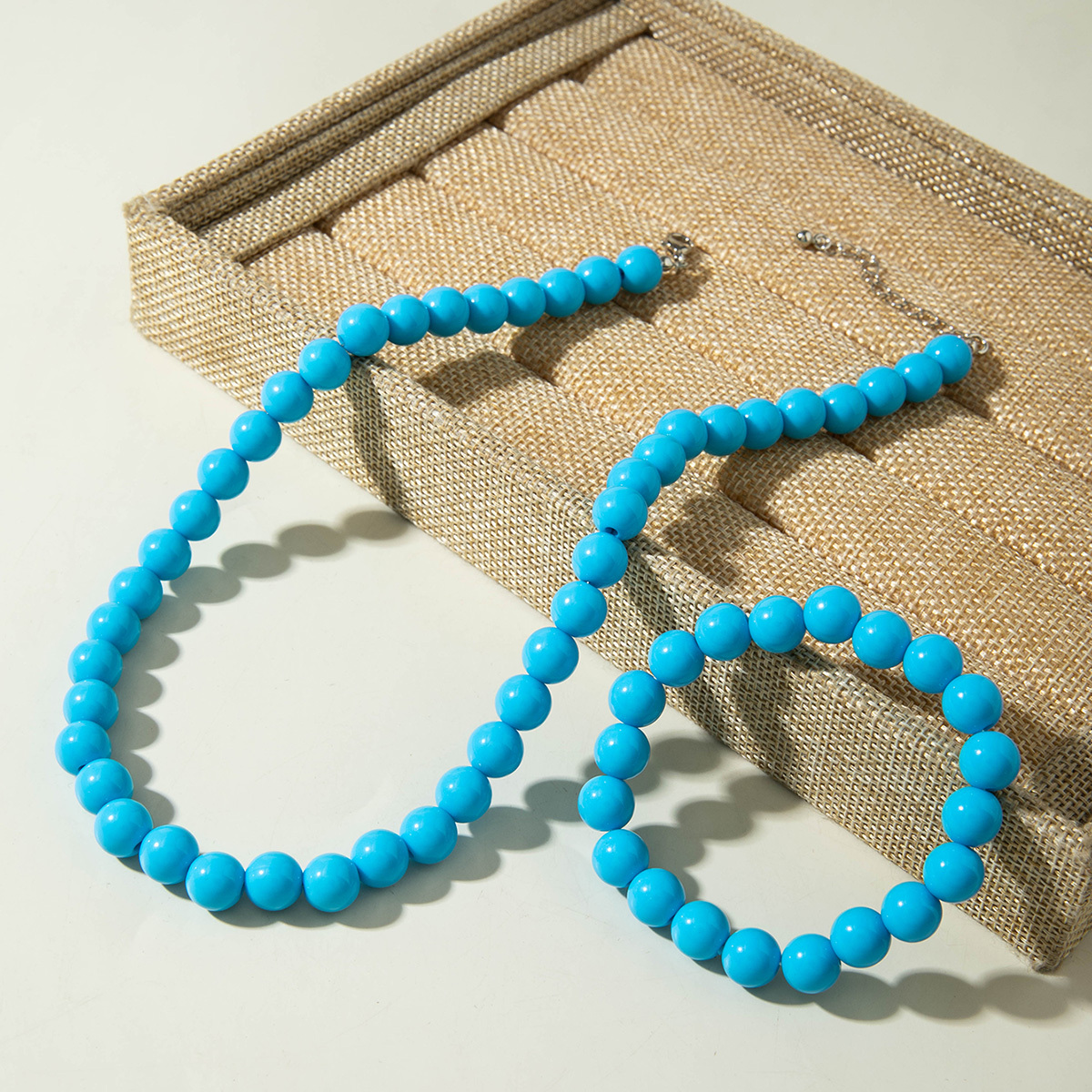 2pcs Minimalist Multi-color Acrylic Bead Necklace & Bracelet Set